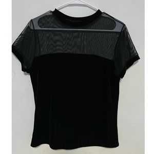 Sheer top with velvet bottom/sleeve detail
